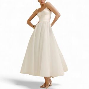 NWT NEW Reformation Alouette Tulle Midi Dress in Fior Di Latte